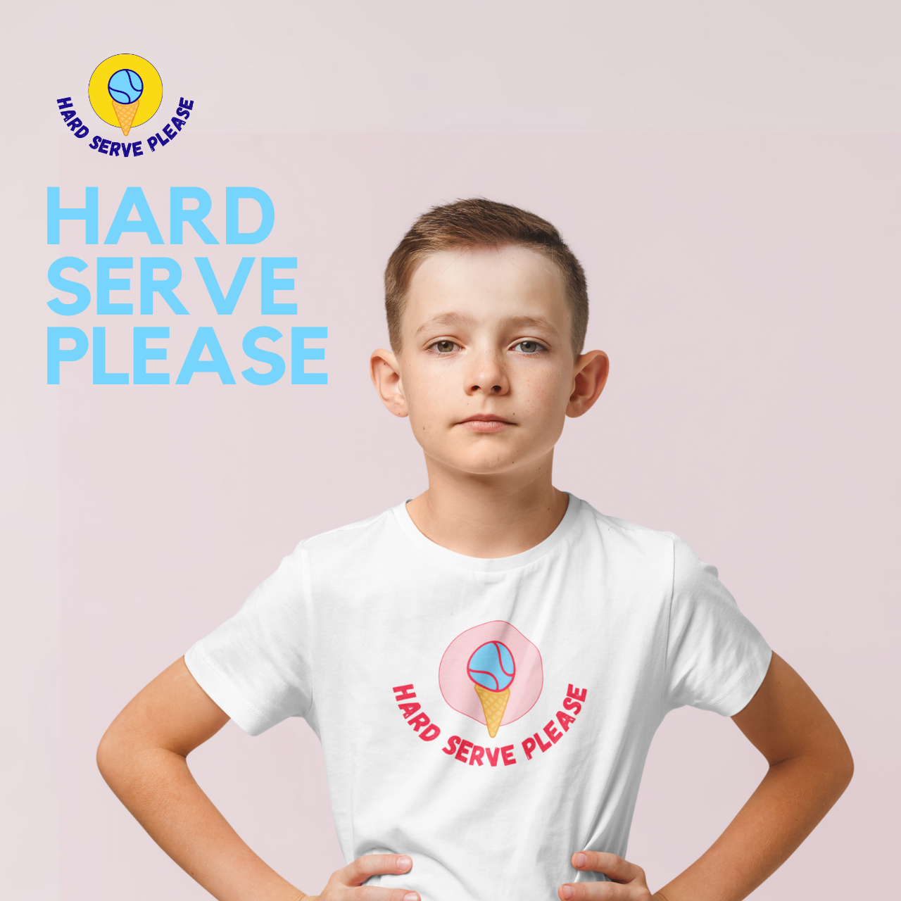 Hard Serve Please (Kids) - Pink Blue